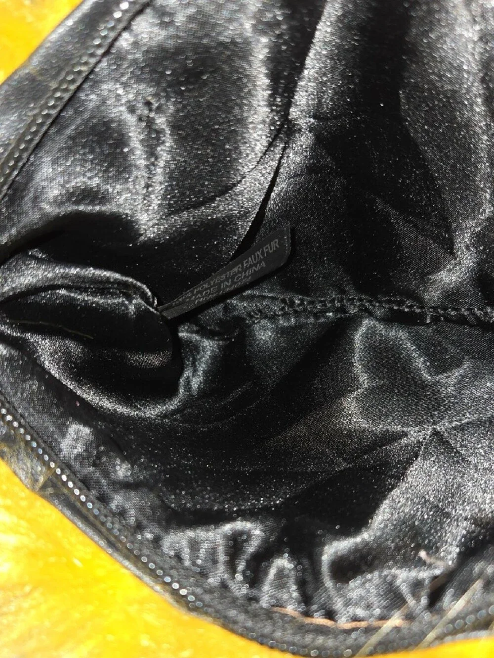 Source Unknown Faux Fur Chain Clutch in Mustard Yellow